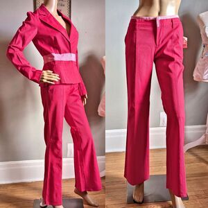 NWT Vintage Y2K Bisou Bisou Pink Pantsuit Legally Blonde Barbie Corpcore Flare